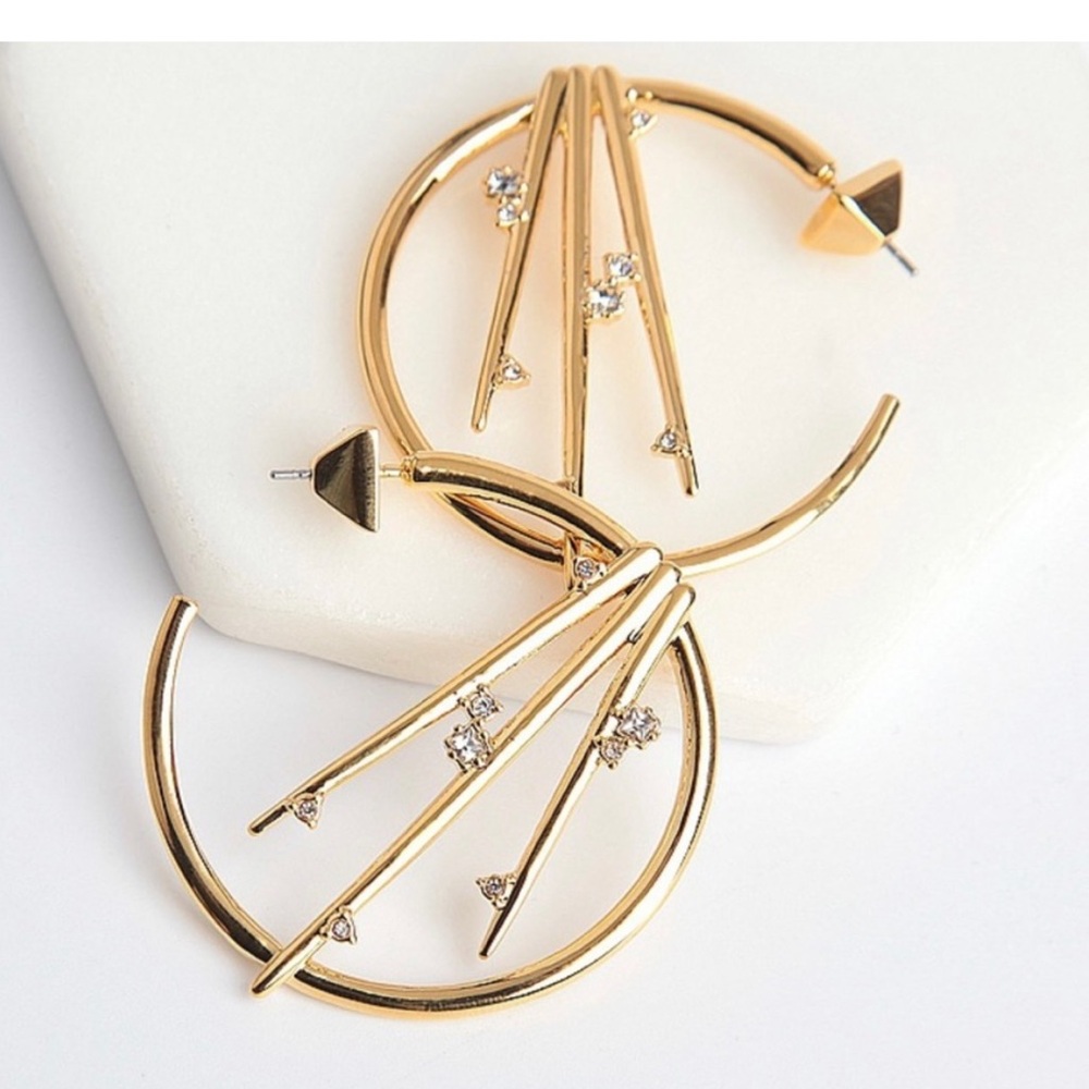 Alexis Bittar Gold Hoop Earrings with Crystal Accents